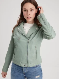 Olympe - Blouson biker cuir femme