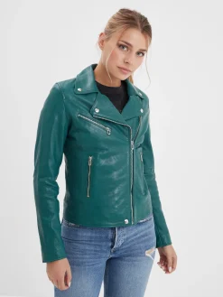 Olympe - Blouson biker cuir femme