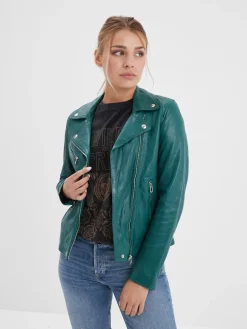 Olympe - Blouson biker cuir femme