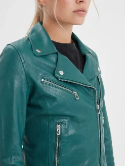 Olympe - Blouson biker cuir femme