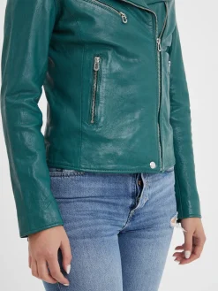 Olympe - Blouson biker cuir femme