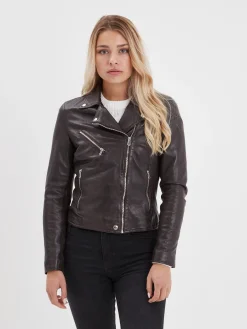 Olympe - Blouson biker cuir femme