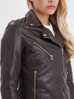 Olympe - Blouson biker cuir femme