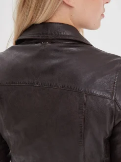 Olympe - Blouson biker cuir femme