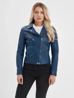 Olympe - Blouson biker cuir femme