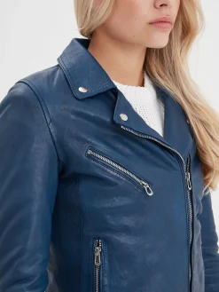 Olympe - Blouson biker cuir femme