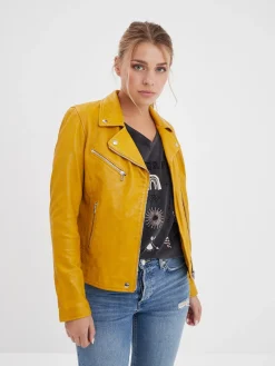 Olympe - Blouson biker cuir femme