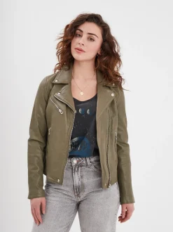 Olympe - Blouson biker cuir femme
