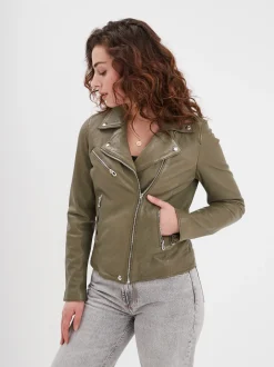 Olympe - Blouson biker cuir femme
