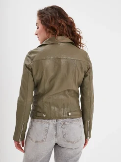 Olympe - Blouson biker cuir femme