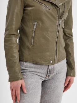 Olympe - Blouson biker cuir femme