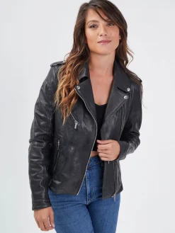 Paloma - Blouson biker cuir femme