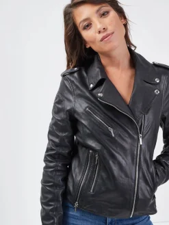 Paloma - Blouson biker cuir femme