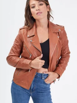 Paloma - Blouson biker cuir femme