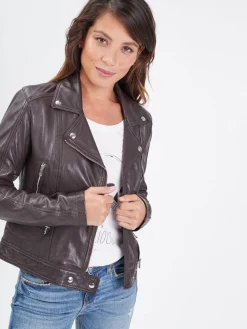 Panila - Blouson biker cuir femme