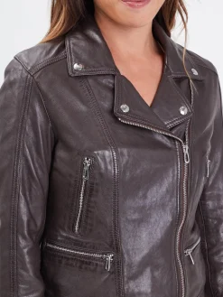 Panila - Blouson biker cuir femme