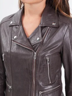 Panila - Blouson biker cuir femme
