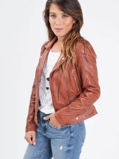 Panila - Blouson biker cuir femme