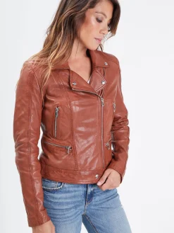 Panila - Blouson biker cuir femme