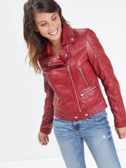 Panila - Blouson biker cuir femme