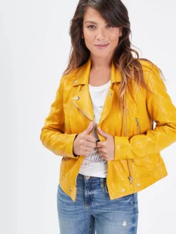 Panila - Blouson biker cuir femme