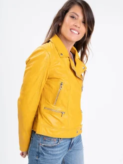 Panila - Blouson biker cuir femme