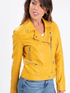 Panila - Blouson biker cuir femme