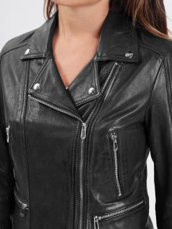 Panila - Blouson biker cuir femme