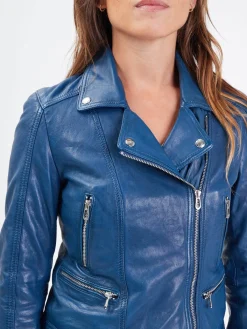 Panila - Blouson biker cuir femme