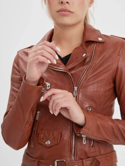 Paula - Blouson biker cuir femme
