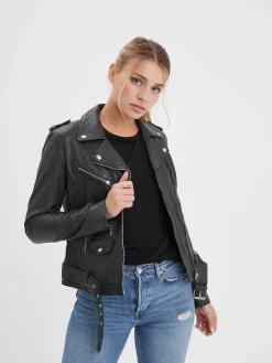 Paula - Blouson biker cuir femme