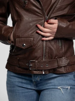Paula - Blouson biker cuir femme