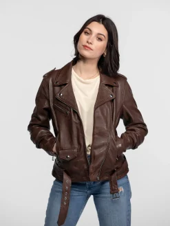 Paula - Blouson biker cuir femme