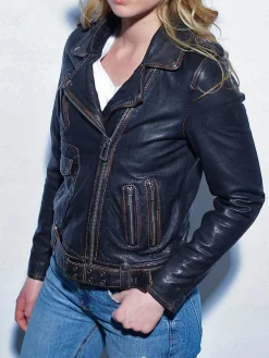 Petrana - Blouson rock cuir femme