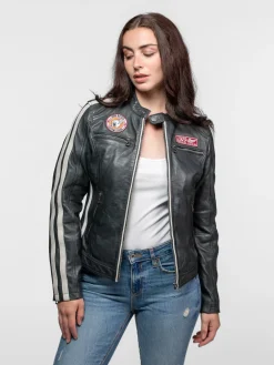 Roadie - Blouson motard cuir femme