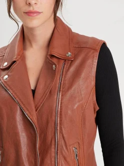 Sarah - Veste cuir sans manche
