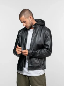 Shafter - Blouson cuir capuche