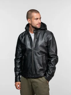 Shafter - Blouson cuir capuche