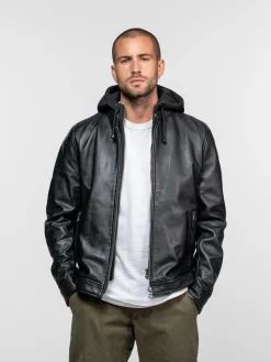 Shafter - Blouson cuir capuche