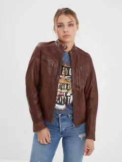 Silene - Blouson rétro cuir femme