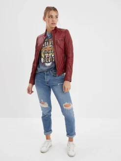 Silene - Blouson rétro cuir femme