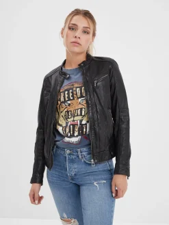 Silene - Blouson rétro cuir femme