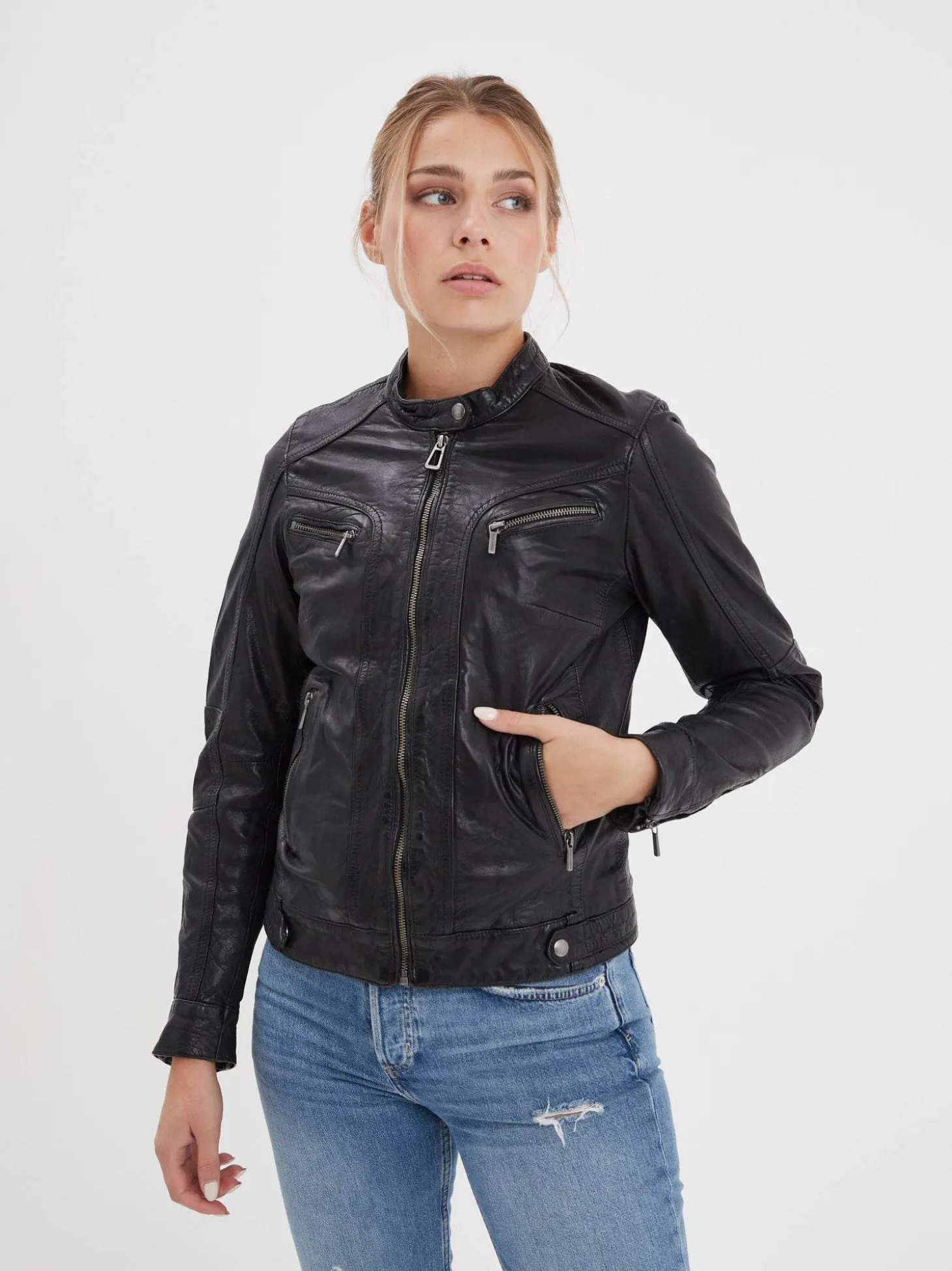 Silene - Blouson rétro cuir femme