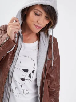 Silene hood - Blouson cuir capuche femme