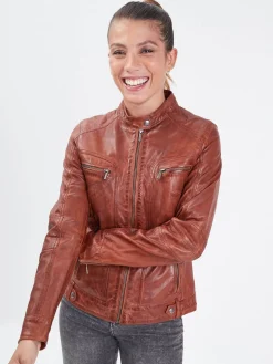 Silene hood - Blouson cuir capuche femme