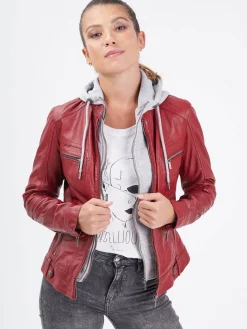 Silene hood - Blouson cuir capuche femme