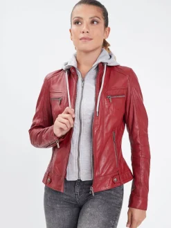 Silene hood - Blouson cuir capuche femme