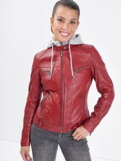 Silene hood - Blouson cuir capuche femme