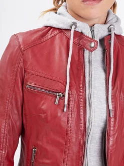 Silene hood - Blouson cuir capuche femme