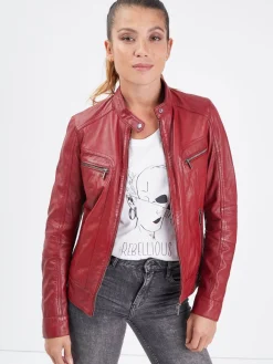 Silene hood - Blouson cuir capuche femme